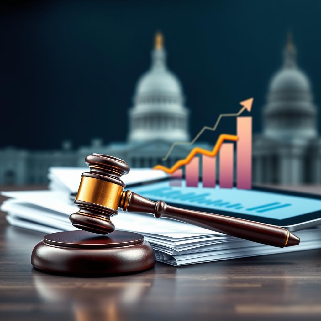image Representação de um gráfico financeiro com setas ascendentes, simbolizando crescimento e planejamento estratégico na gestão pública sob a nova legislação.