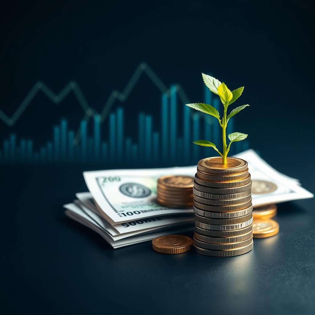 Gráfico de barras mostrando o crescimento de diferentes tipos de investimento ao longo do tempo, representando a diversificação.