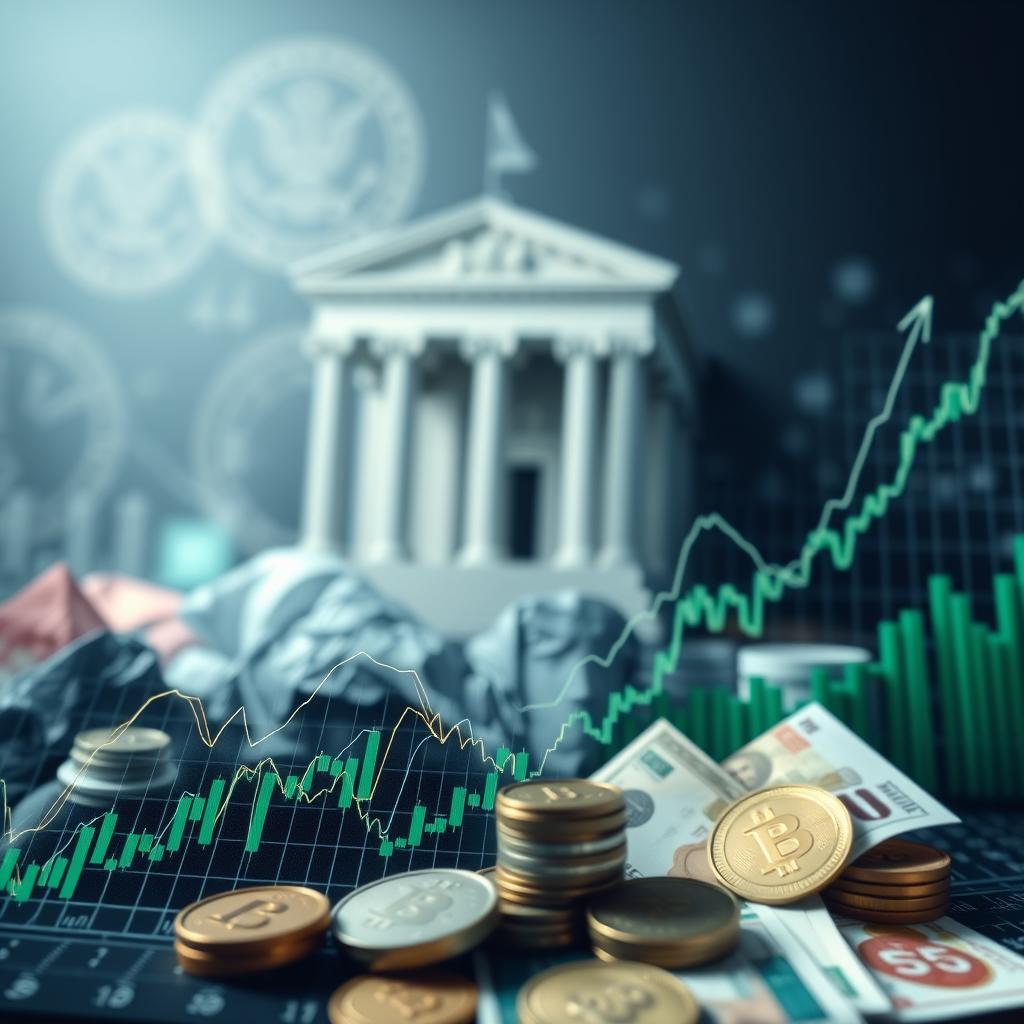 Investidor analisando gráficos com fundo político