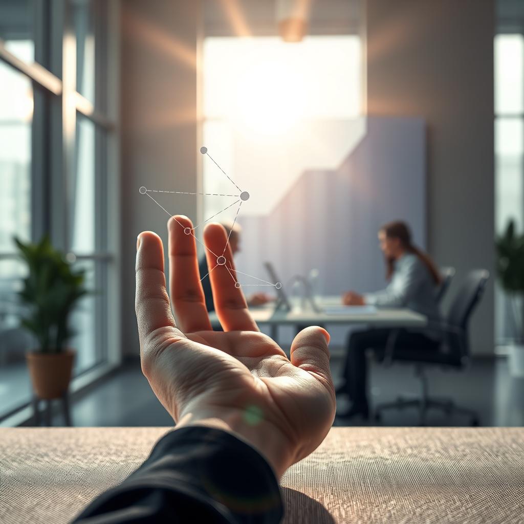 Um empreendedor sorrindo e olhando para um gráfico de crescimento no computador, representando o sucesso e a prosperidade do negócio.