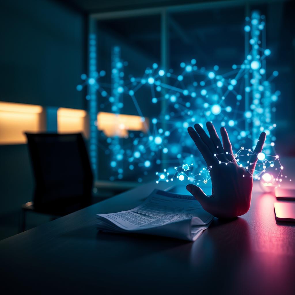 image Pessoa olhando para tela com dados e gráficos digitais, simbolizando a análise de mercado e a digitalização