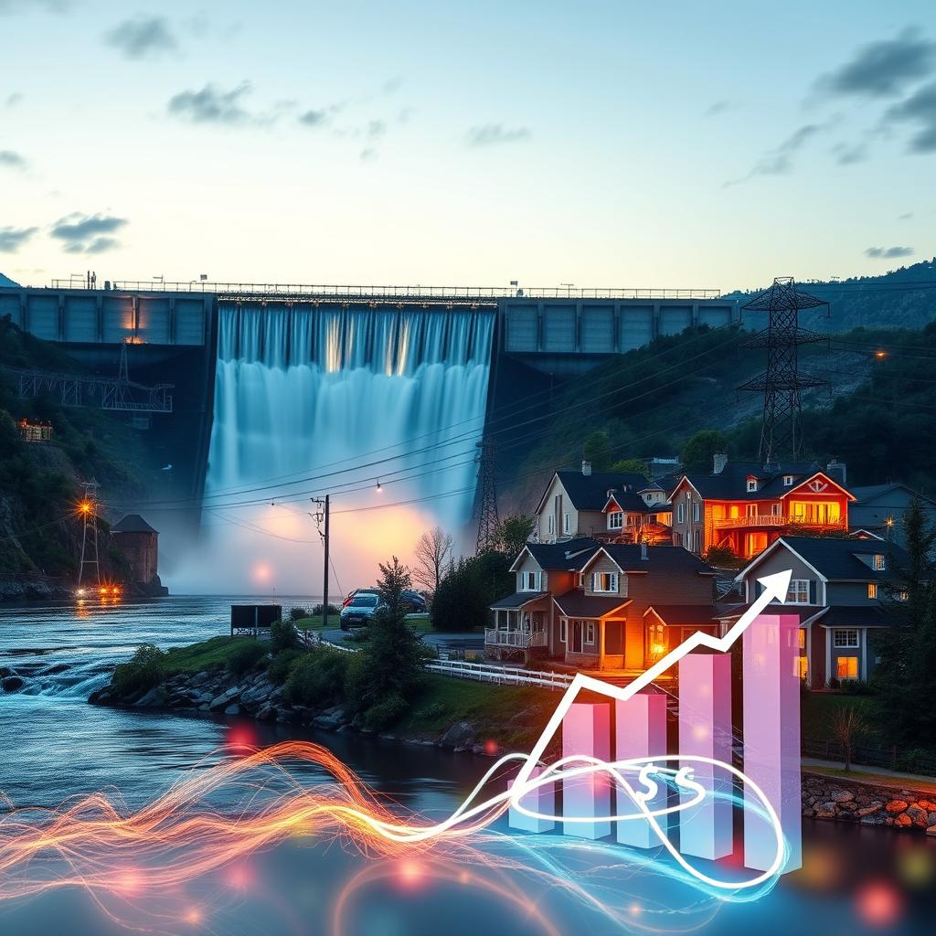image Barragem de usina hidrelétrica com turbinas gerando energia
