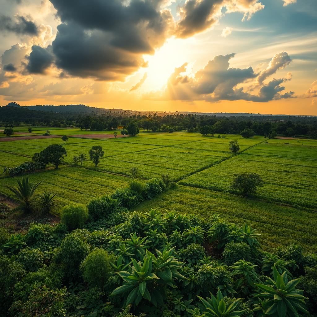 Agricultor inspecionando mudas em uma plantação de frutas tropicais em Roraima
