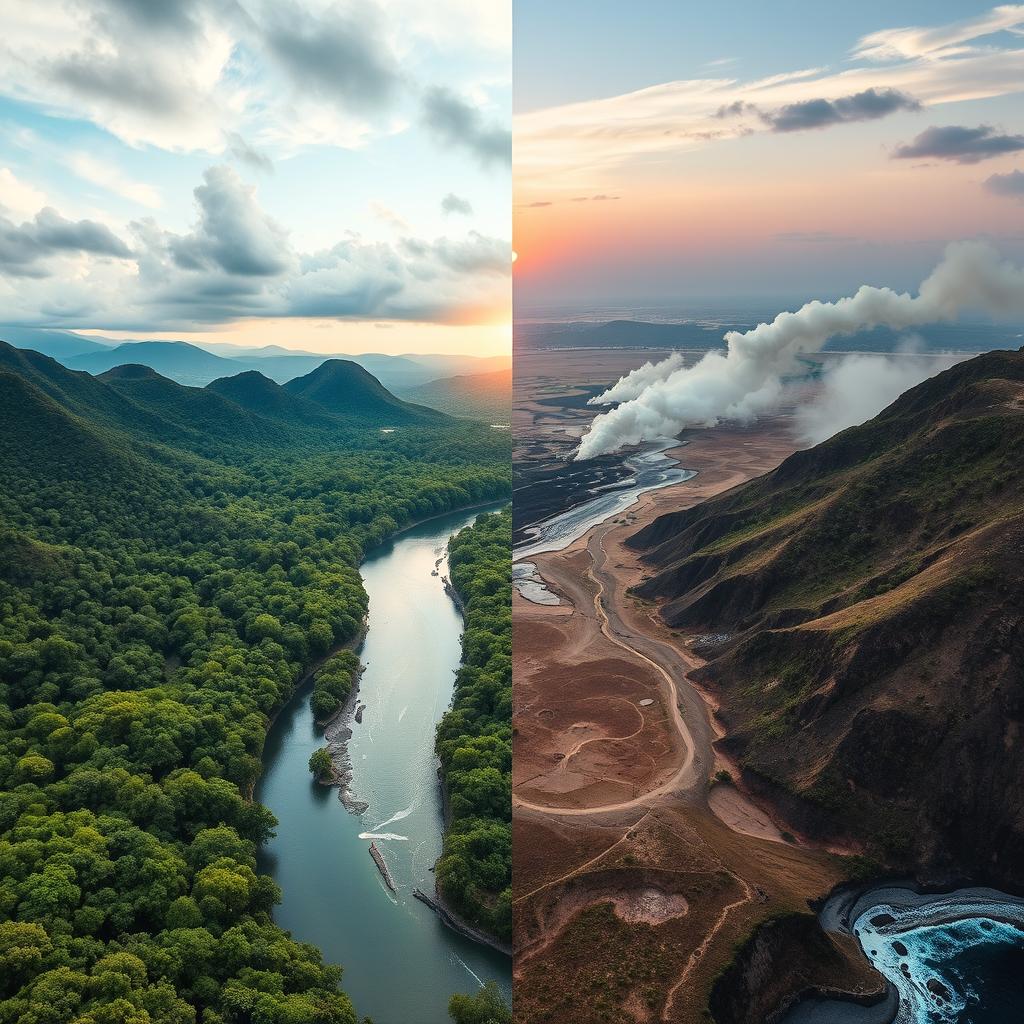 Criança plantando uma árvore em solo seco, simbolizando a luta contra a desertificação e a esperança na restauração ambiental