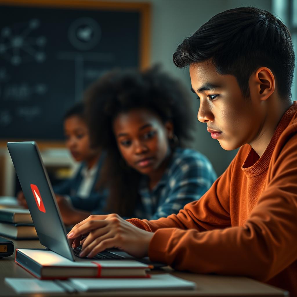 Grupo de pessoas de diferentes idades e origens assistindo e interagindo com conteúdo educacional em várias telas (laptop, tablet, celular), simbolizando a universalidade do aprendizado online.