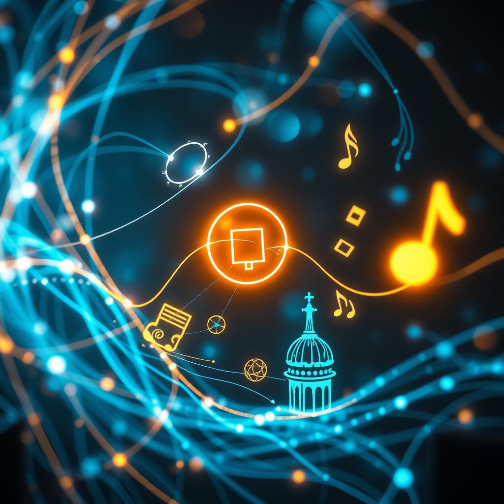 Grupo de pessoas interagindo em seus smartphones com ícones de redes sociais flutuando