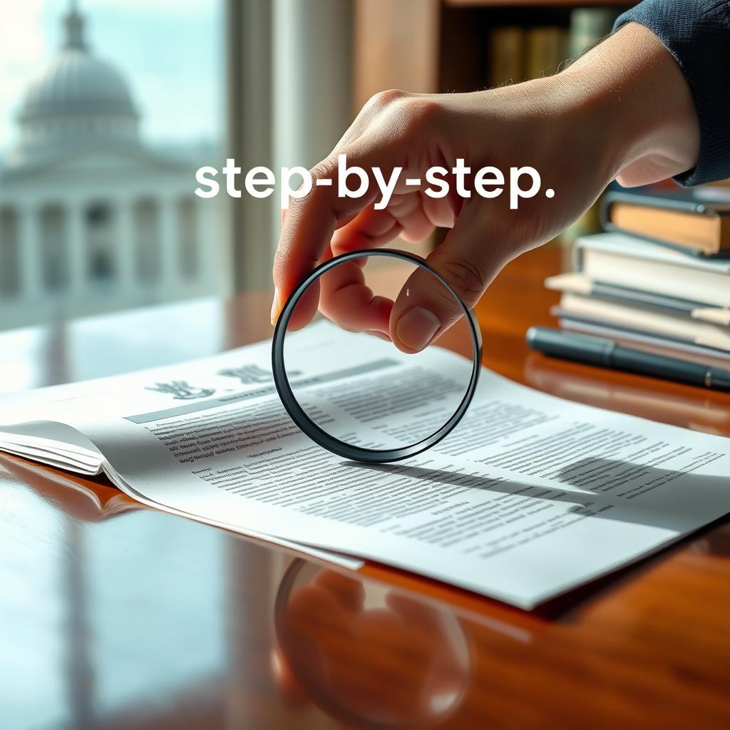 image Pessoa lendo documento oficial, com foco em texto e caneta