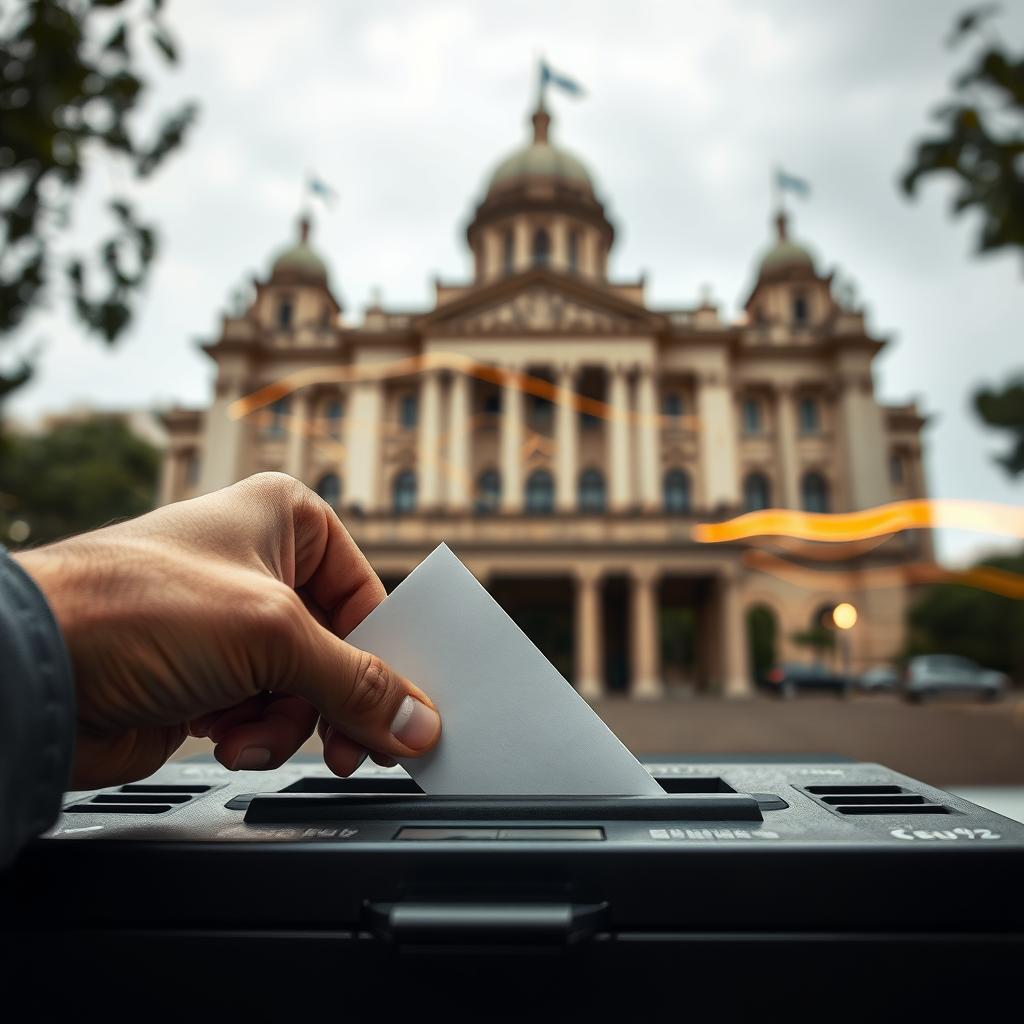 Mãos depositando cédulas em uma urna, simbolizando o ato de votar livremente.