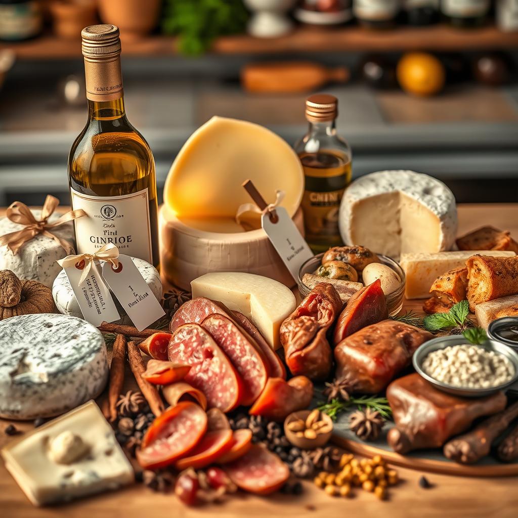 Seleção de queijos e vinhos em oferta