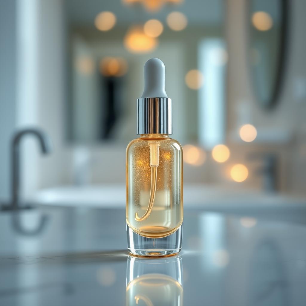 Mulher jovem aplicando sérum facial no rosto